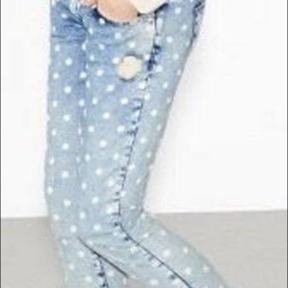 Zara Ombré Polka Dot Jeans - Picture 4 of 12